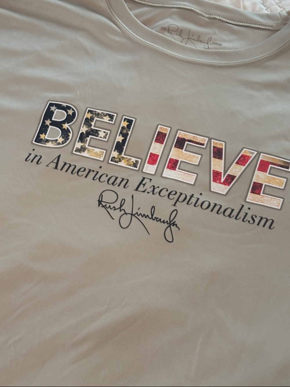 Rush Limbaugh BELIEVE in American Exceptionalism Graphic Short Sleeve Tee sz XXL